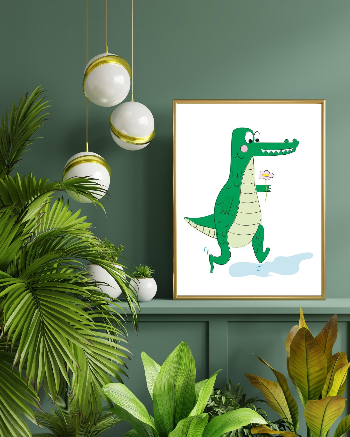 Wall art - A4 giclée print - Happy Crocodile