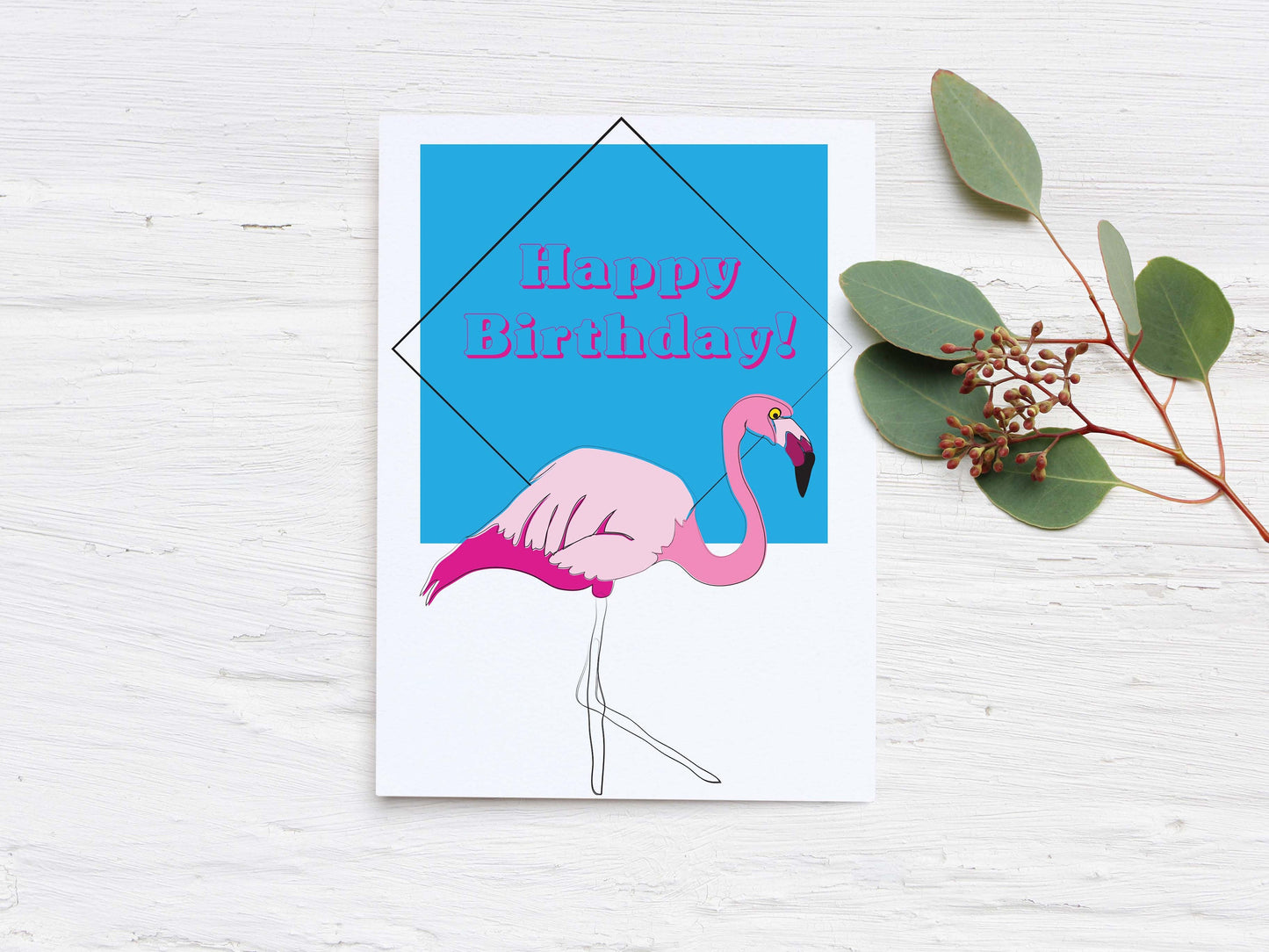 Birthday Card - Flamingo - Happy Birthday!