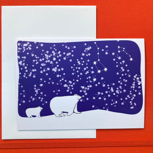 Polar Bears Night Walk Greeting Card