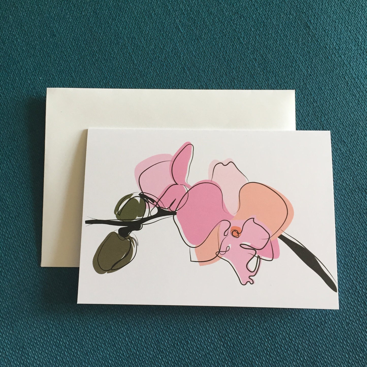 Floral Greeting Card - Orchid - Blank inside - FREE UK delivery