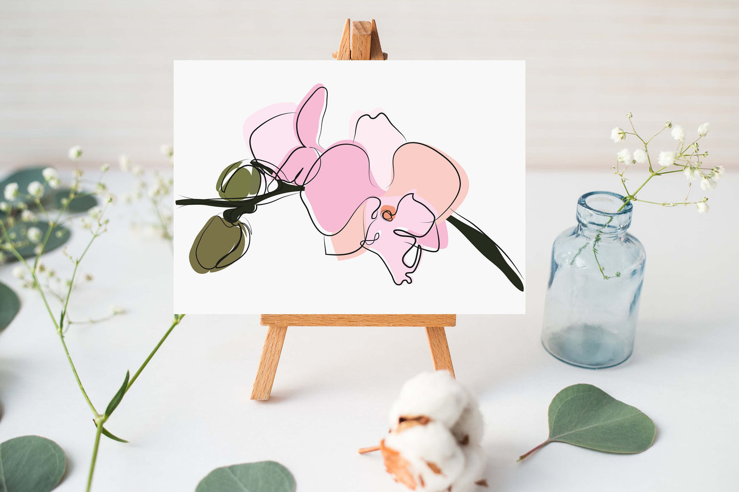 Floral Greeting Card - Orchid - Blank inside - FREE UK delivery
