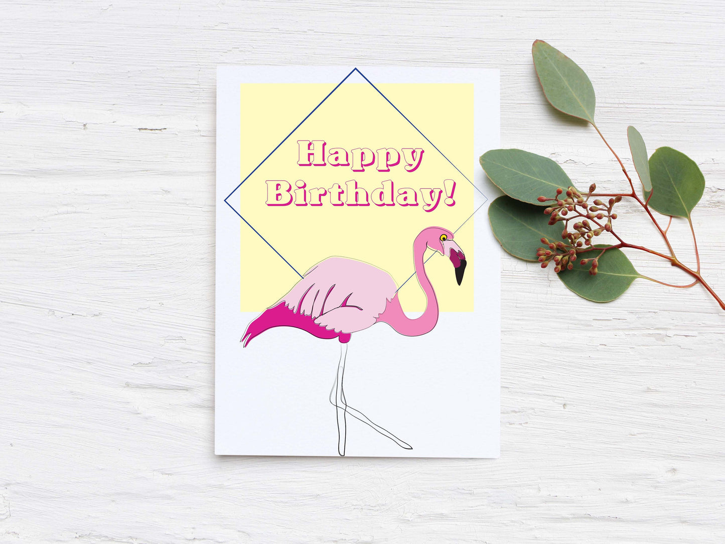 Birthday Card - Flamingo - Happy Birthday! - Blank inside - FREE UK Delivery