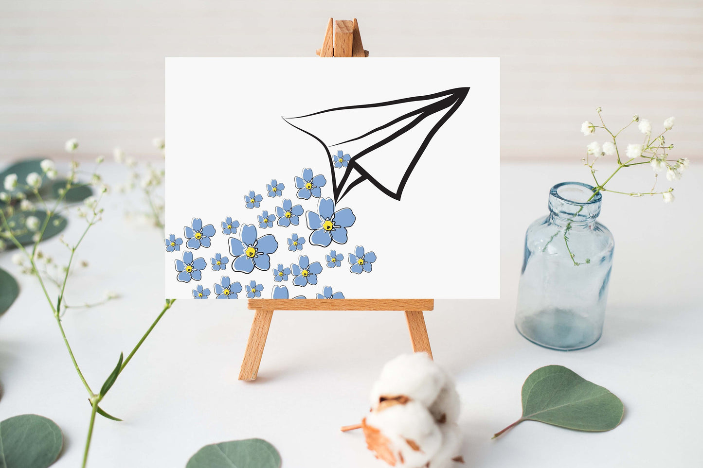 Forget-Me-Not greeting card - Going away - Sympathy card