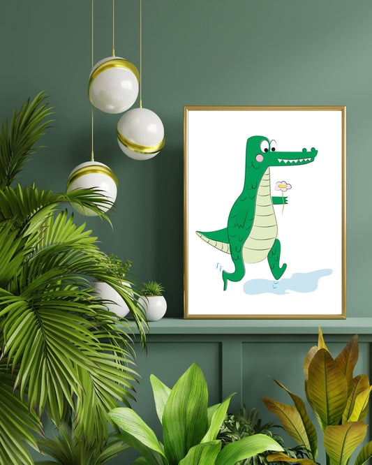 Wall art - A4 giclée print - Happy Crocodile
