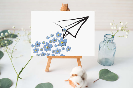 Forget-Me-Not greeting card - Going away - Sympathy card