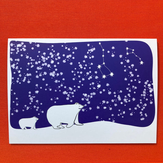 Polar Bears Night Walk Greeting Card