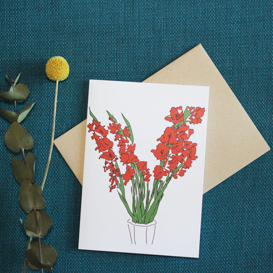 Greeting Card - Red Gladiolus