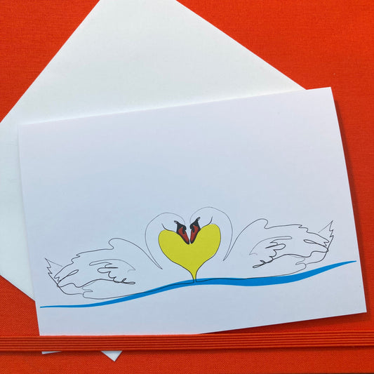 Greeting Card - Blank Inside - Love Swans