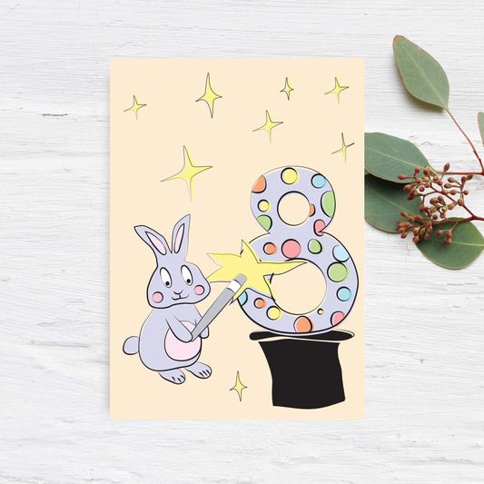 Happy 8th Birthday card - Magic themed
