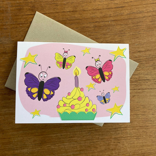 Butterfly 1st birthday card - Blank inside - FREE UK delivery